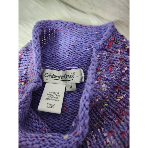 Coldwater Creek Womens Pullover Sweater Purple Marled Long Sleeve Mock Neck M - Picture 5 of 5